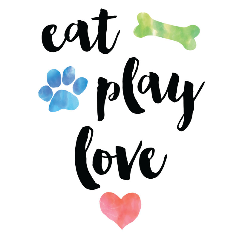 Eat Play Love Watercolour - Wrapped Canvas Print, 30cm H x 30cm W x 3.8cm D