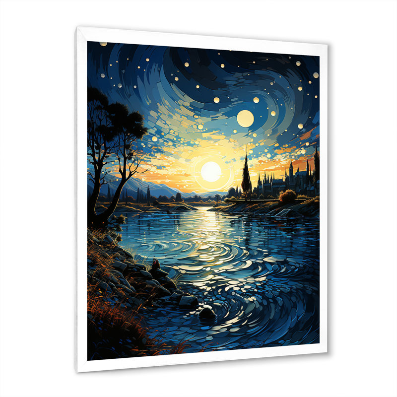 «Sandara The Starry Night Over The Rhone IV», reproduction sur toile, H 20 po x l 12 po x P 1 po, Cadre photo blanc