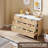 Natural Fluted 6-Drawer Dresser, 47.2" Wide Curved Wood Chest for Living Room-78790881