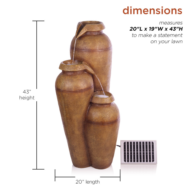 Outdoor Weather Resistant Floor Fountain with Light