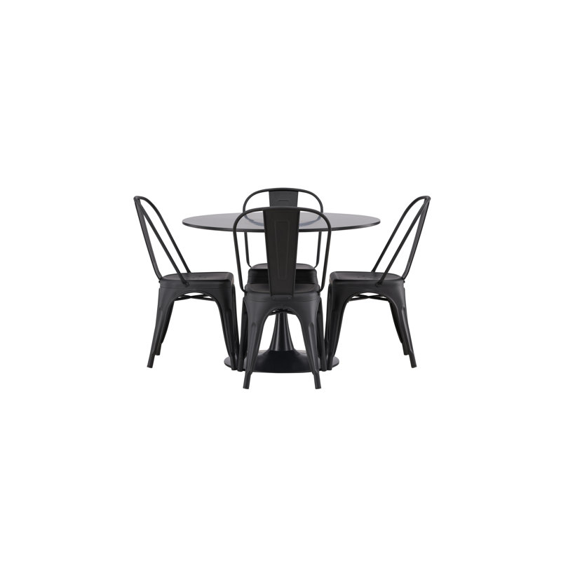 Torres 4 - Person Dining Set, Black, Black
