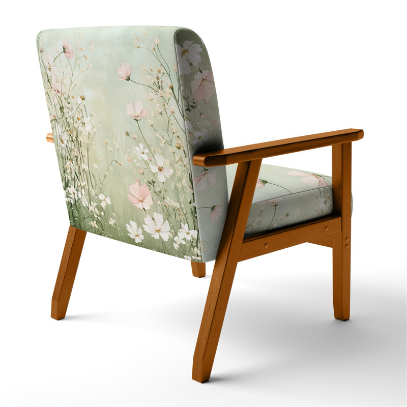 Chaise rembourrée Daisies - Fauteuil Soft Meadow Blooming Daisies I, Brown Square Arms