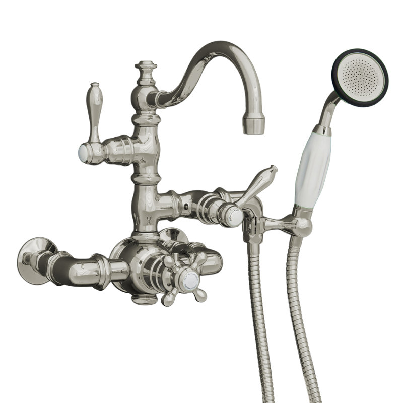 Thermostatic Wall Mount Tub Faucet with Handheld by Strom Living, Matte Nickel
