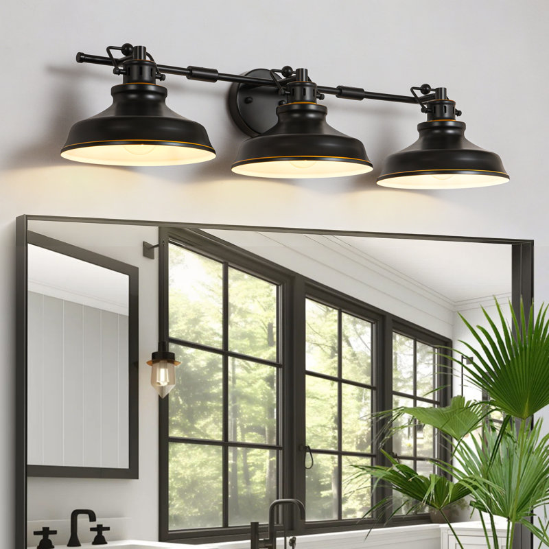 Applique murale moderne à 3 lumières avec abat-jour noir mat