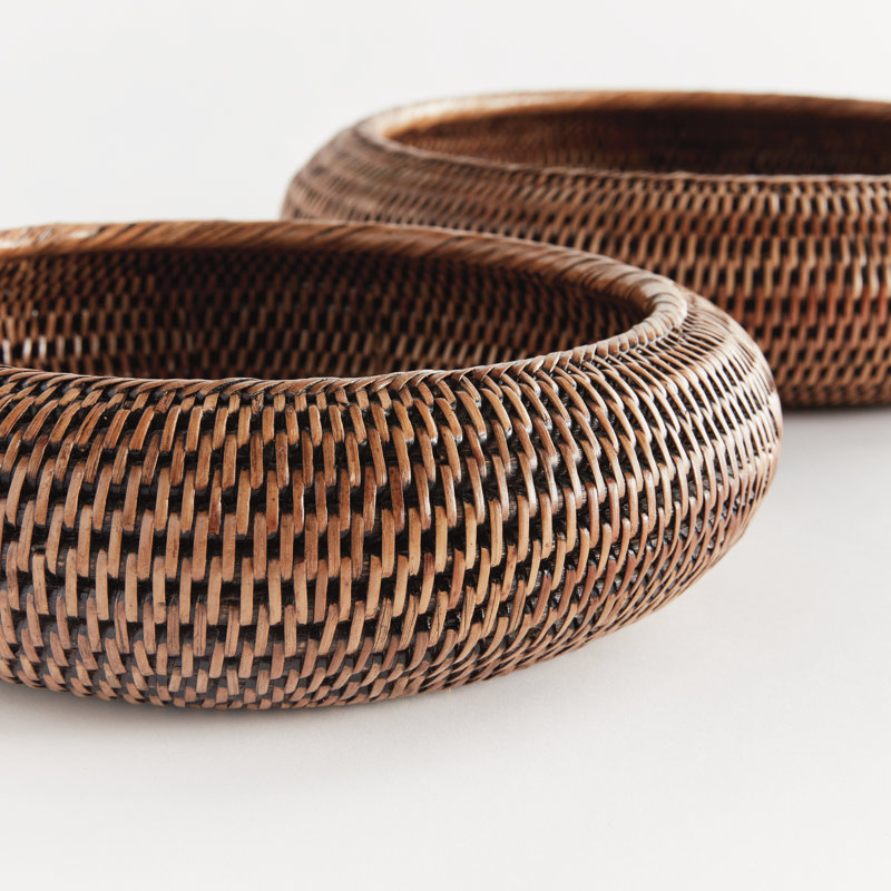 BURMA RATTAN SHALLOW DISPLAY BOWLS