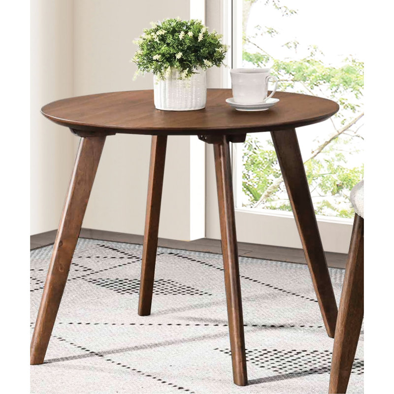 Table d'appoint ronde en noyer de style Mid-Century, base en bois d'ingénierie, bords pleins, H 19,5 po x P 19,5 po x H 19,5 po
