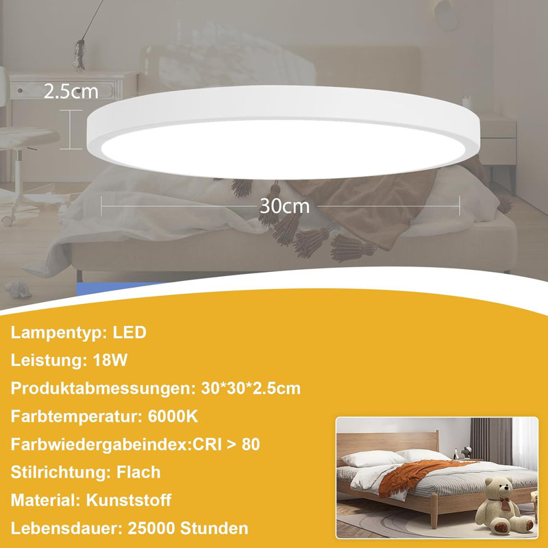 Ceiling lamp LED ceiling light bathroom - bathroom lamp flat 18W rhombus plate hallway lamp kitchen 3000K round kitchen lamp warm white bathroom lamp IP44 for hallway bathroom bedroom