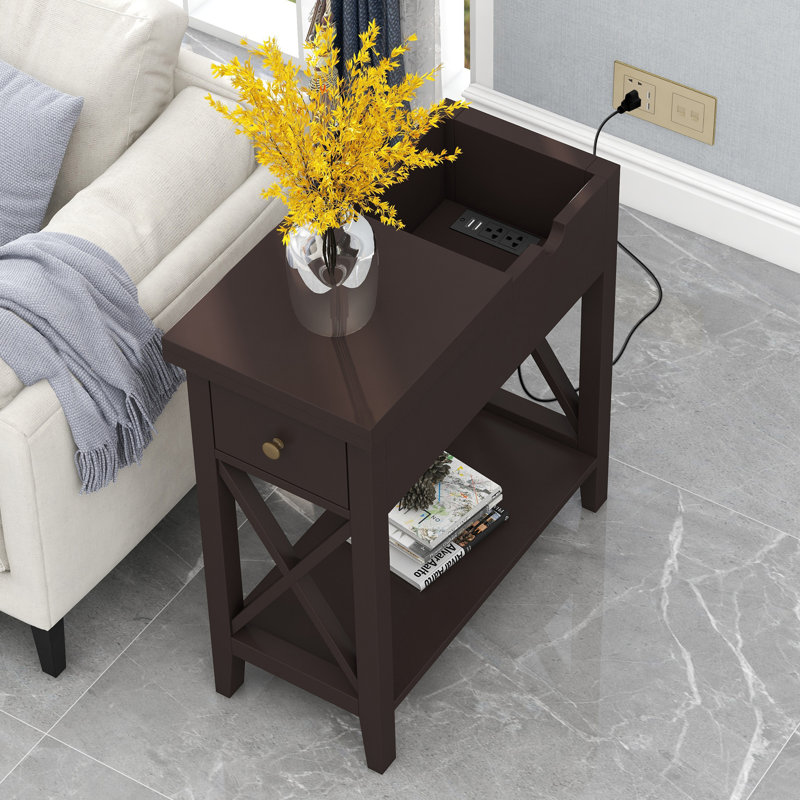 Luckas Tray Top End Table with Storage, Espresso