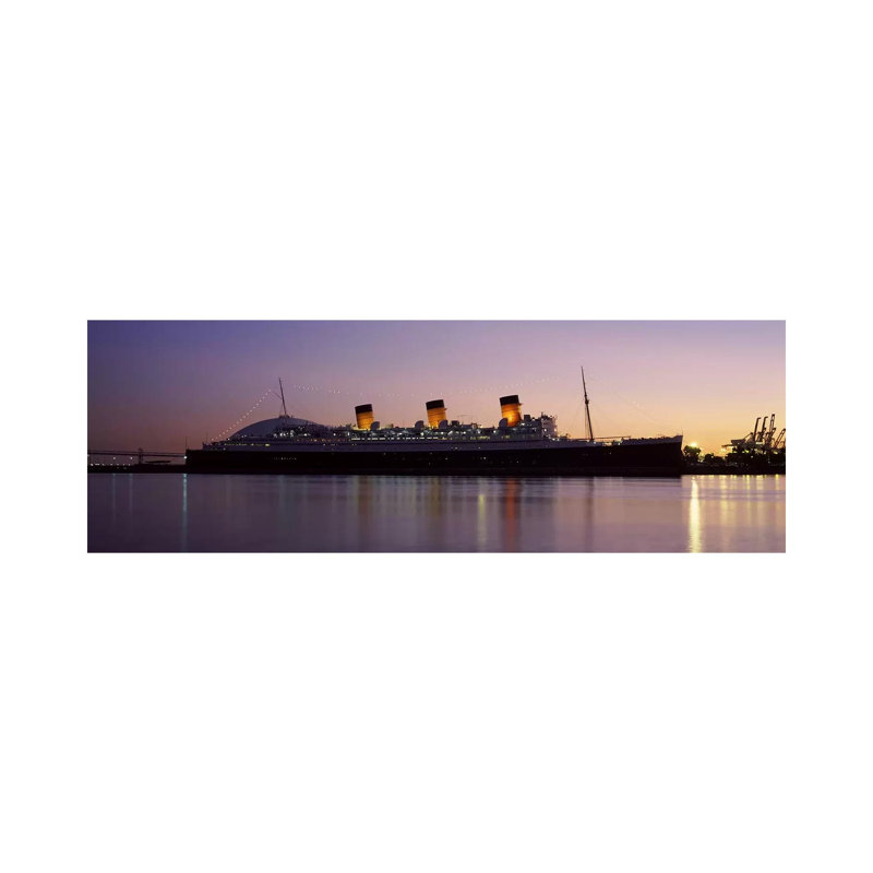 RMS Queen Mary in an Ocean, Long Beach, Los Angeles County, California, USA 1 Piece Wrapped Canvas Panoramic Wall Art