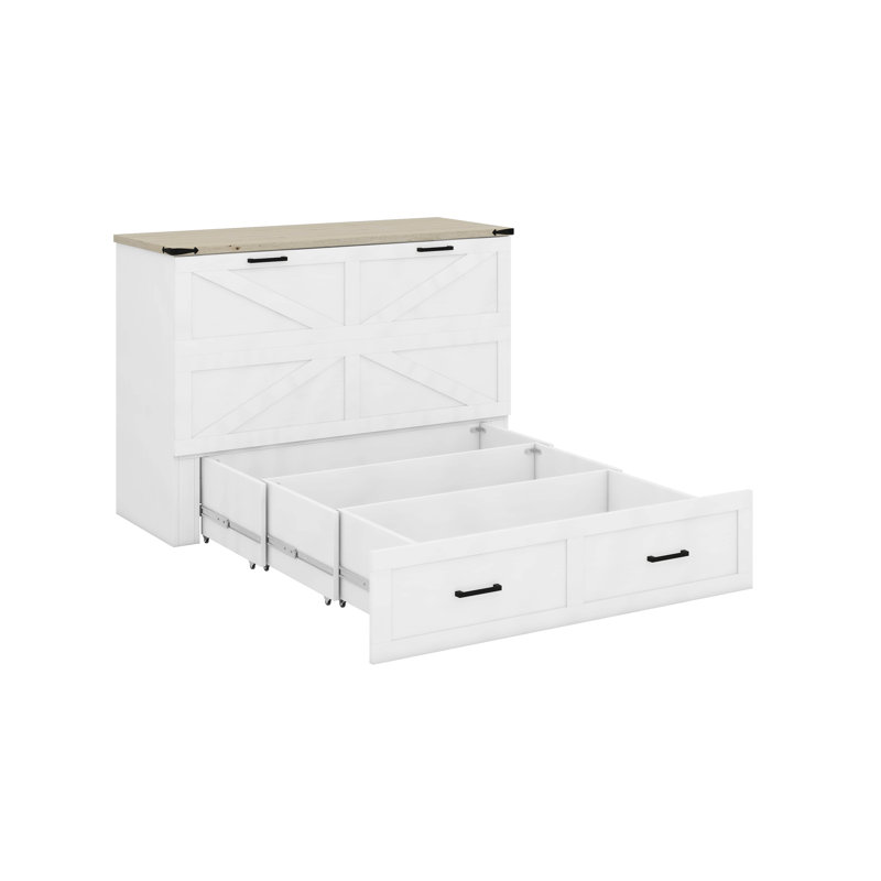 Grand lit escamotable avec station de charge, Blanc
