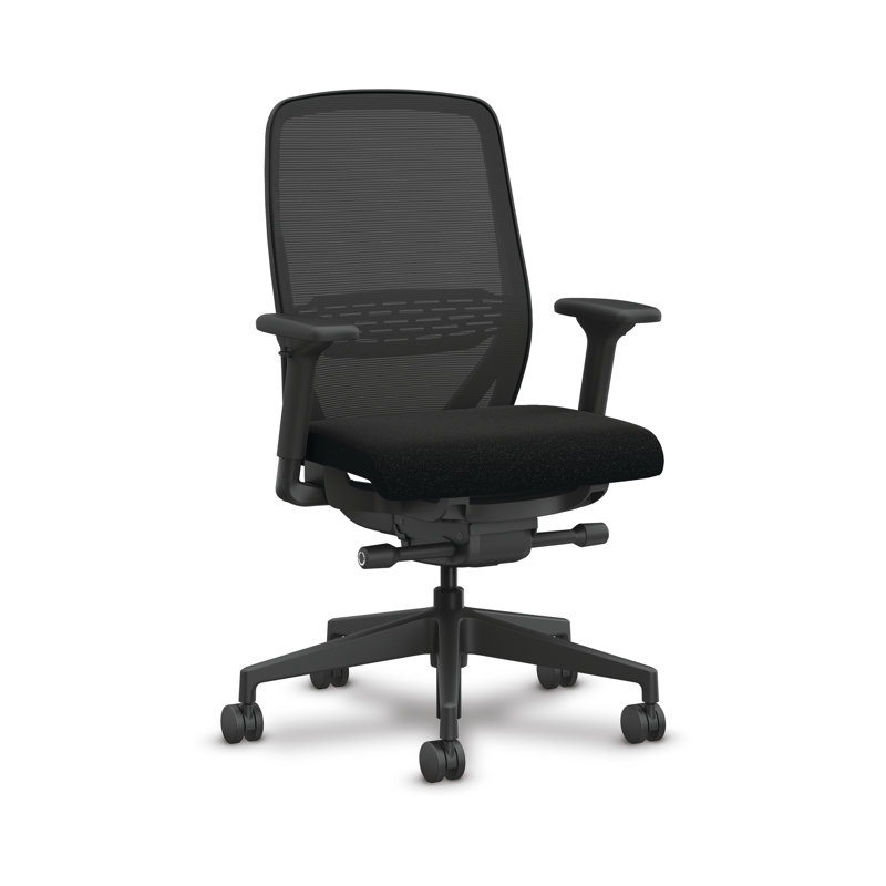 Chaise de bureau ergonomique HON Nucleus Mesh, inclinaison avancée, structure noire, noir, Tissu noir, Noir
