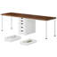 Bureau en noyer de style nordique avec pieds et tiroir en métal blanc convenant aux besoins de bureau à domicile et de rangement