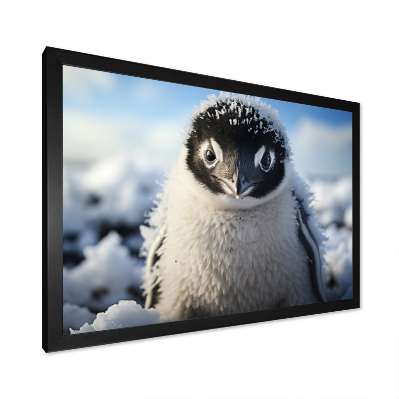 Pingouin adorable pingouin I sur toile, Cadre simple noir, H 16 po x l 32 po x P 1 po