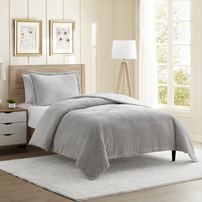 Duvet Cover, Silver/Gray, Twin Duvet Cover + 1 Standard Sham