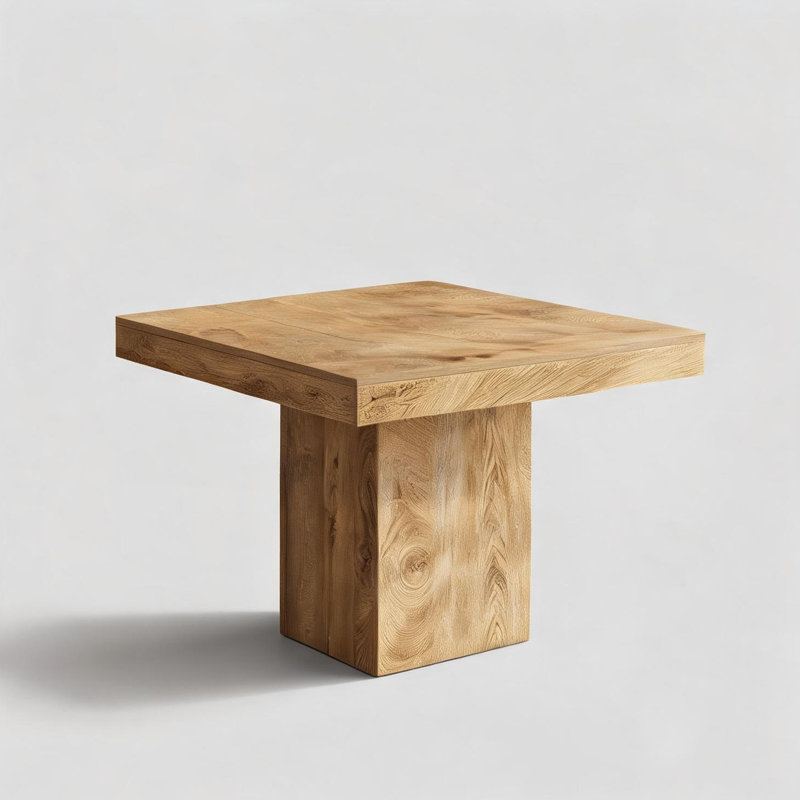 Table de salle à manger carrée en bois massif avec pied central pour salles à manger et coins repas résidentiels