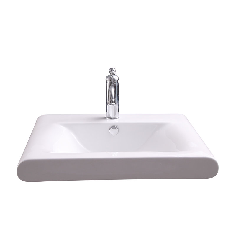 Lavabo de salle de bain mural en porcelaine vitreuse 24 "avec trop-plein Thad