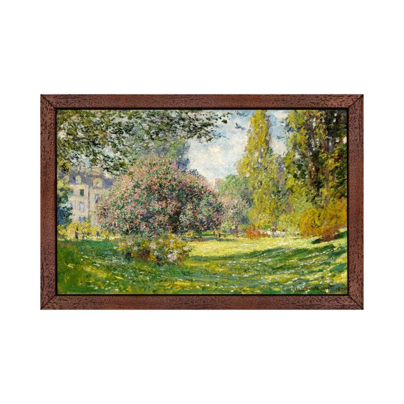 Landscape: The Parc Monceau by Claude Monet - Floater Frame Painting on Canvas, Brown