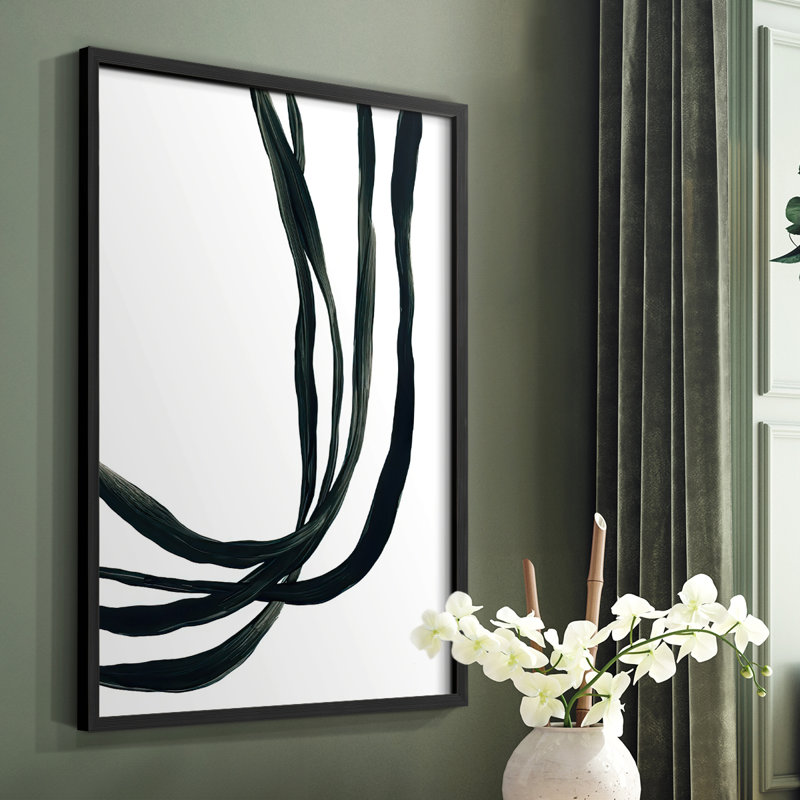 Onyx Ribbon I, reproduction encadrée - bois massif, Noir, H 20 po x l 16 po
