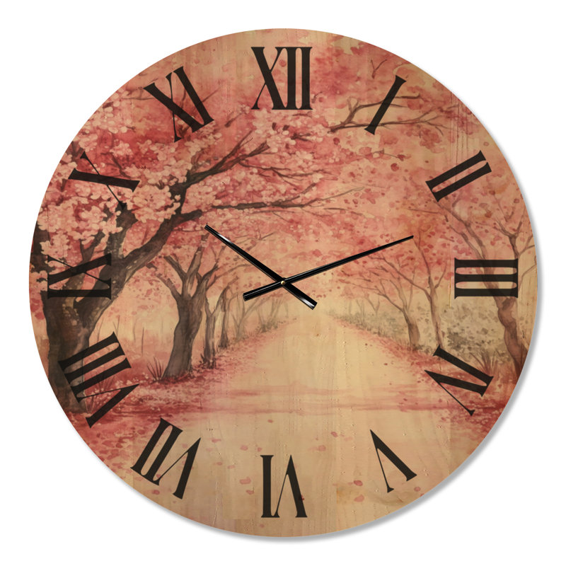 Très grande horloge murale en bois botanique - Blossom Tree Lane, Oversized