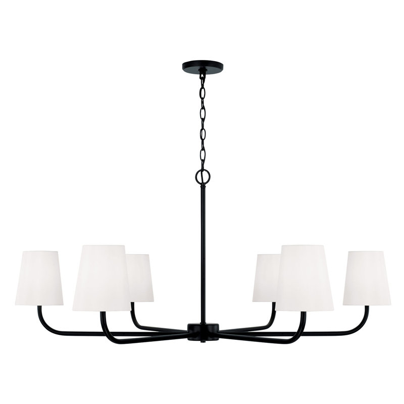 6 - Light Dimmable Classic / Traditional Chandelier, Matte Black