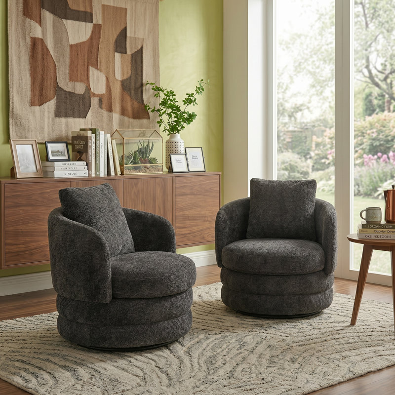 Canapé confortable pivotant à 360 degrés en forme de tonneau, Gris