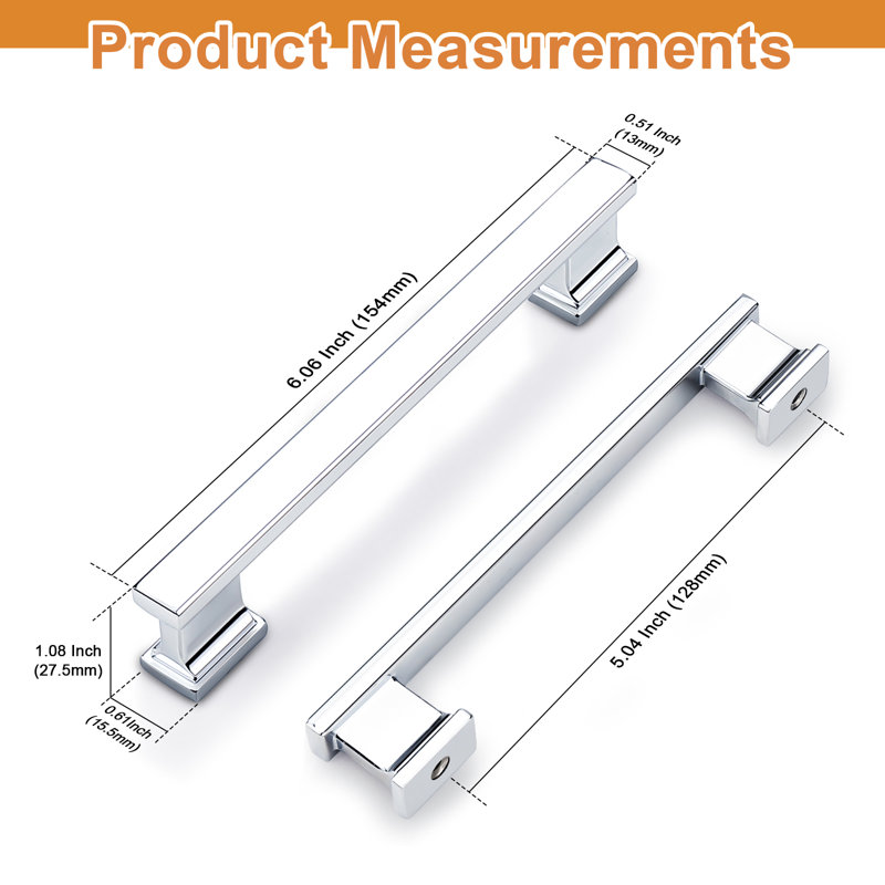 Poignées de tiroir robustes pour quincaillerie de commode Probrico, 5 3/50", Polished Chrome