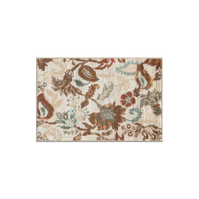 Beige Multi Botanical Scroll Area Rug