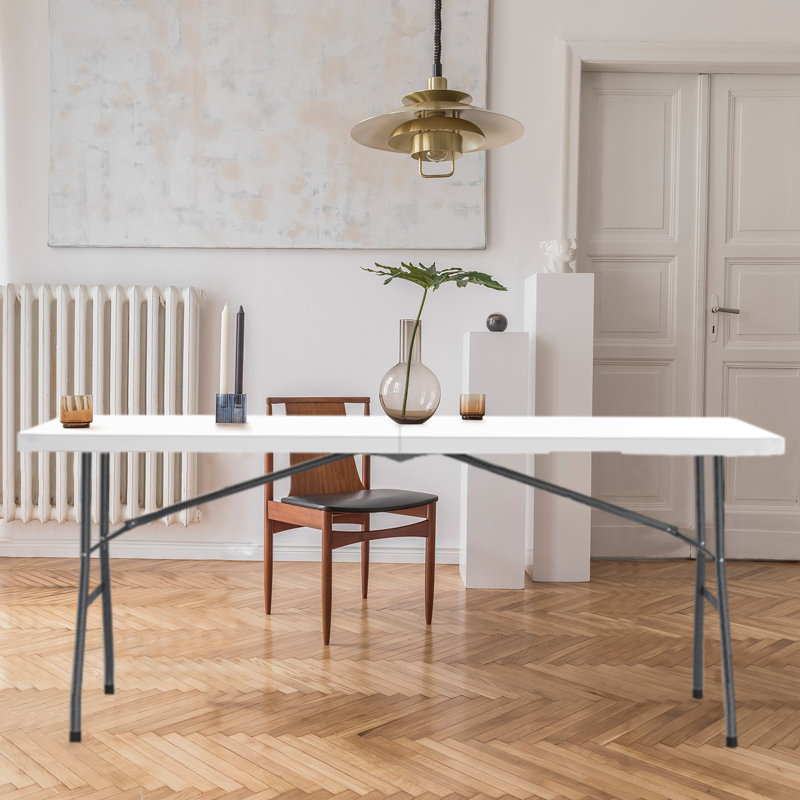 Table pliante en plastique de 6 pi pour bureau intérieur et extérieur robuste avec poignée de transport