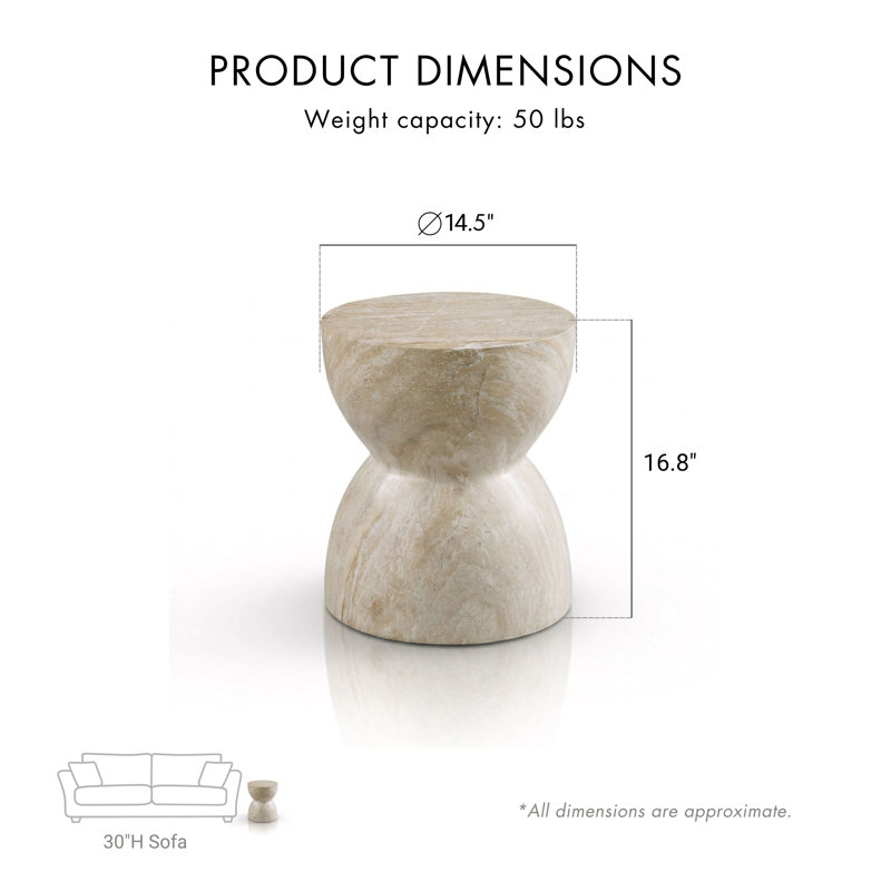 Table d'appoint intérieure / extérieure en céramique Durkin avec surface anti-dégâts