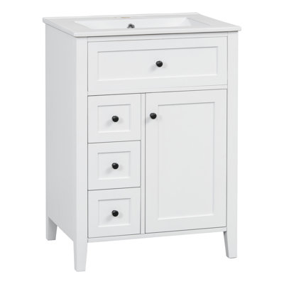 Meuble-lavabo simple 24 po avec comptoir en céramique 24 po