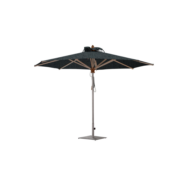 Bravura 13.1' Round Market Umbrella, Pewter, Square Metal w/ wheels + 2" Stainless Steel Tube