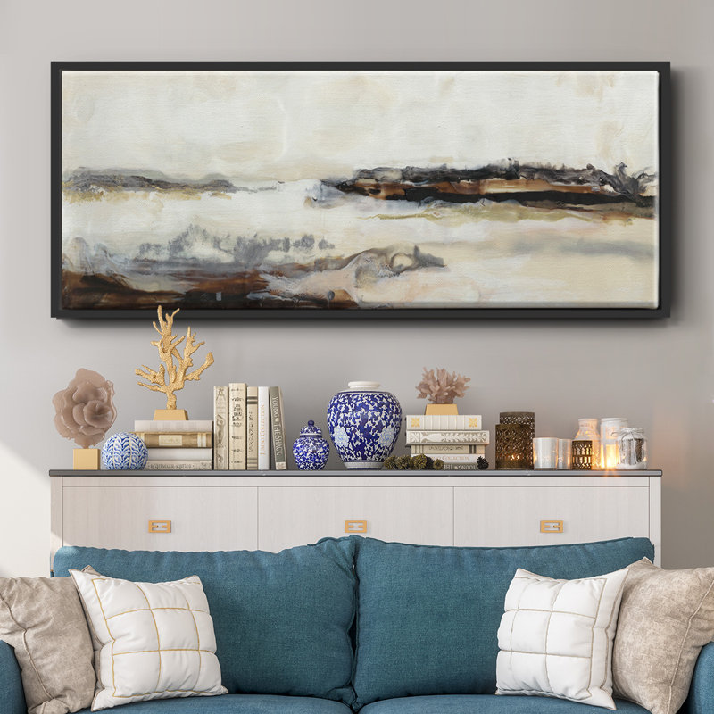 Joyful Horizon II - toile encadrée, H 20 po x l 50 po x P 1,5 po, Noir