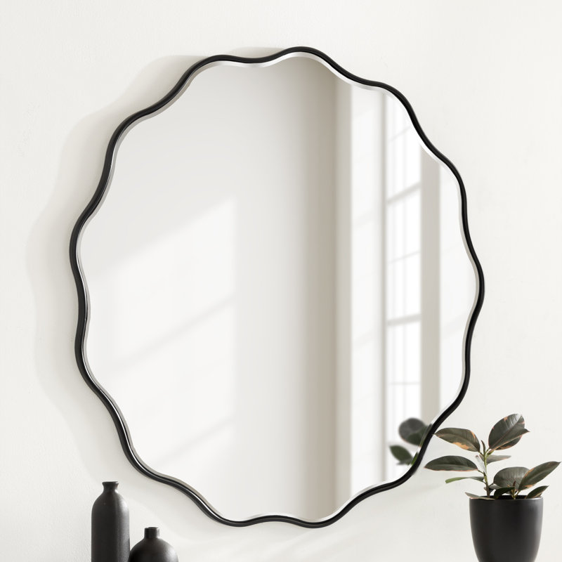 Miroir mural Francina, 32 po x 32 po, Noir
