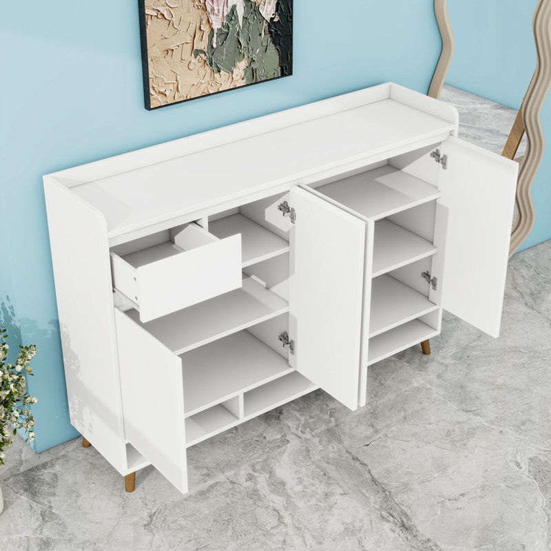 Range-chaussures avec tablettes réglables, Blanc
