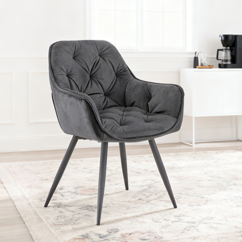 Irie Single Velvet Upholstered Dining Chair with Arm, Grey