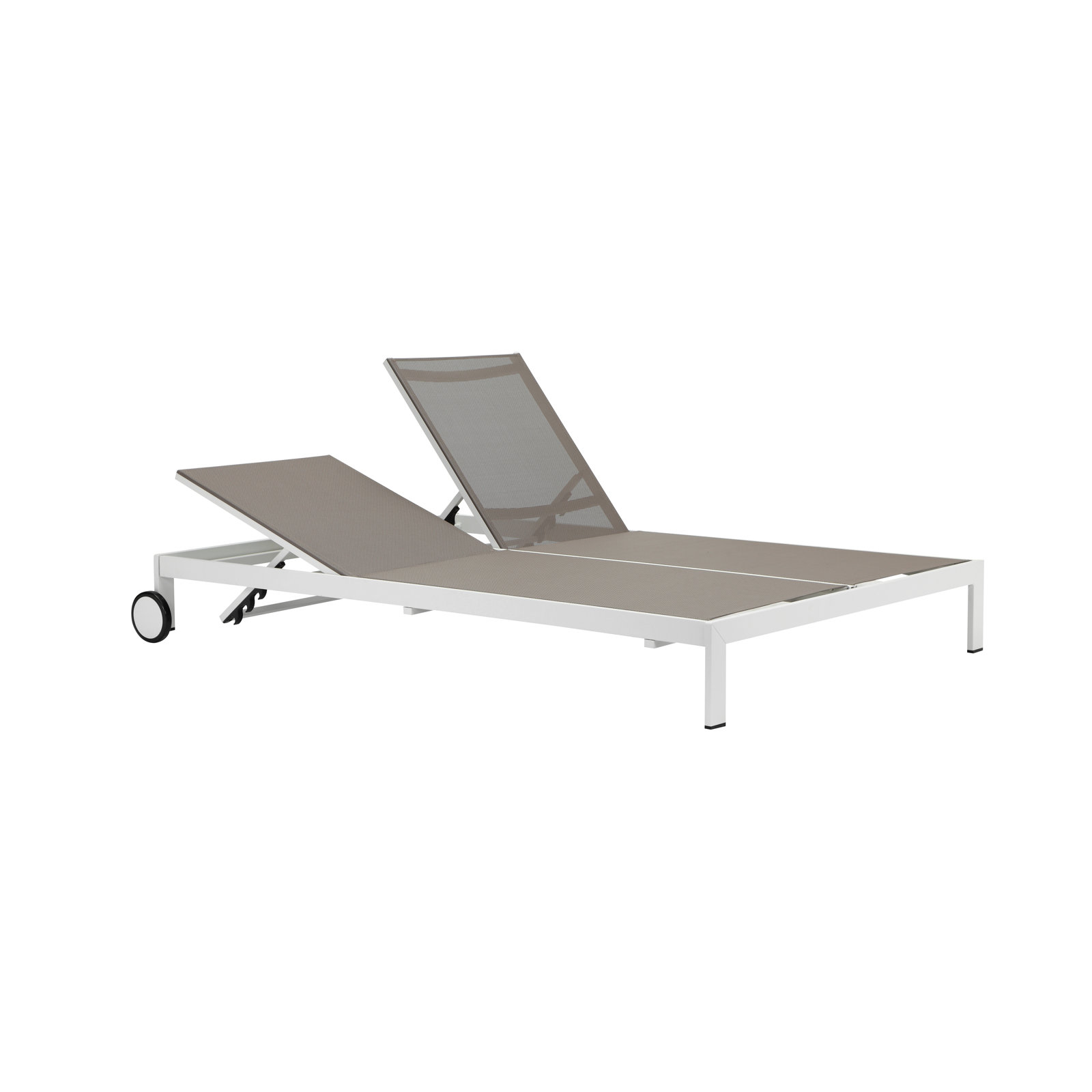 Isabella 53'' Outdoor Powder Coated Aluminum Double Chaise, Gray