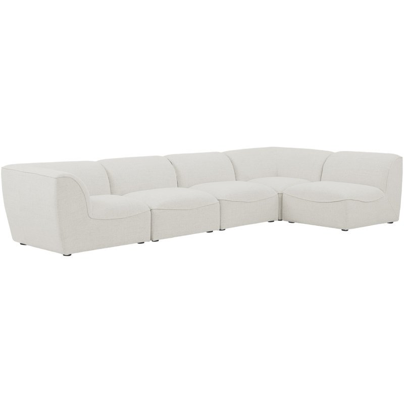 Arens Upholstered U-Shaped Sectional Reversible, Cream Linen Textured Fabric
