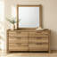 Ensemble de chambre à coucher de style transitionnel 4 pièces, cadre de lit tapissier à lumière DEL, commode avec miroir et table de chevet, finition bois naturel-1517389509-1517389510