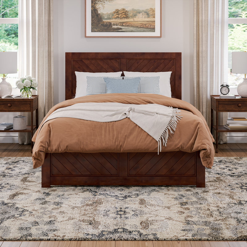  Base de lit Jeilynn, Noyer, Double
