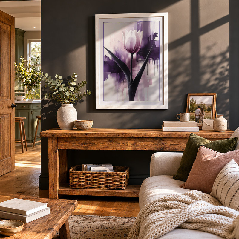 Ethereal Tulip Botanical - Framed Print, A4 - 29.7 x 21.0 cm, White