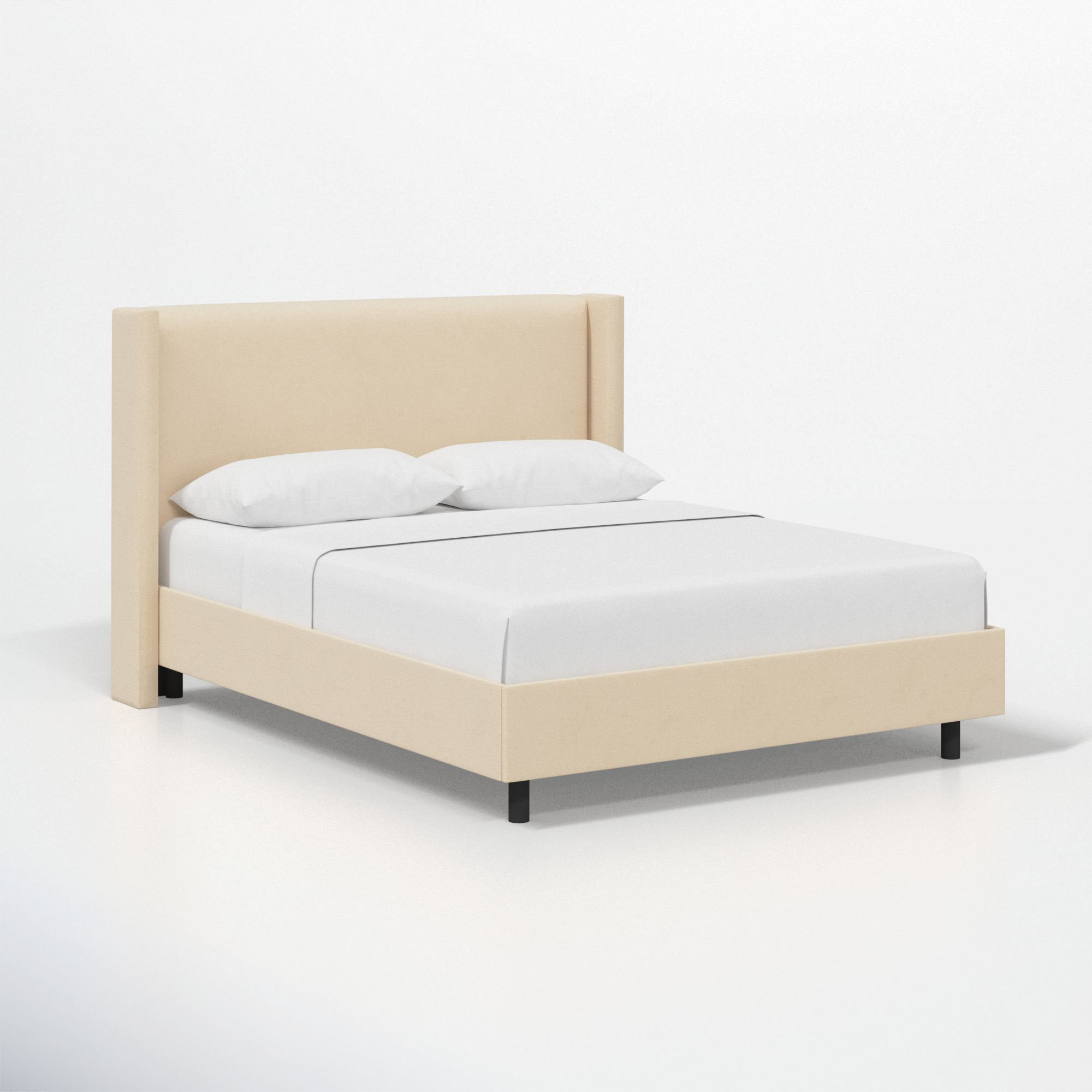 Hanson Upholstered Wingback Platform Bed, Classic Pearl Performance Velvet, King