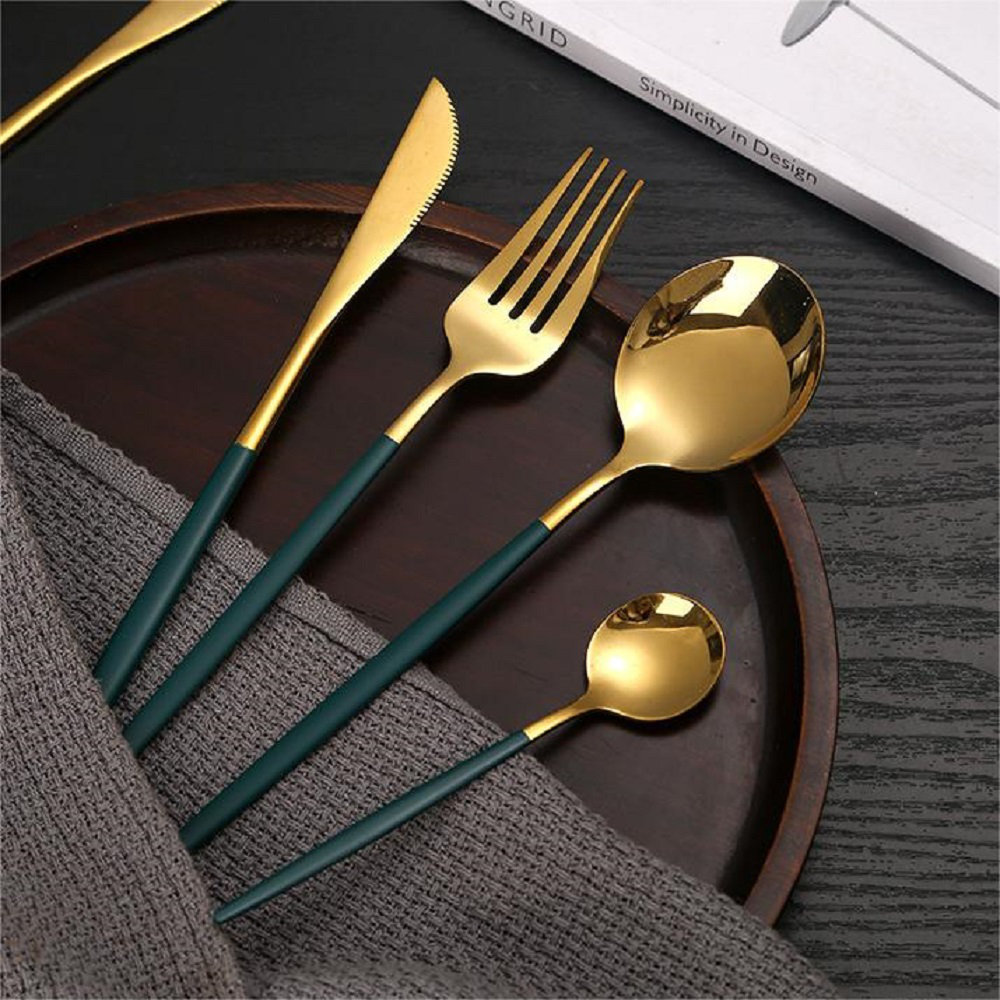 Matte Black Silverware Set for 6 Thickened Food-grade 30-Piece Flatware Set  S