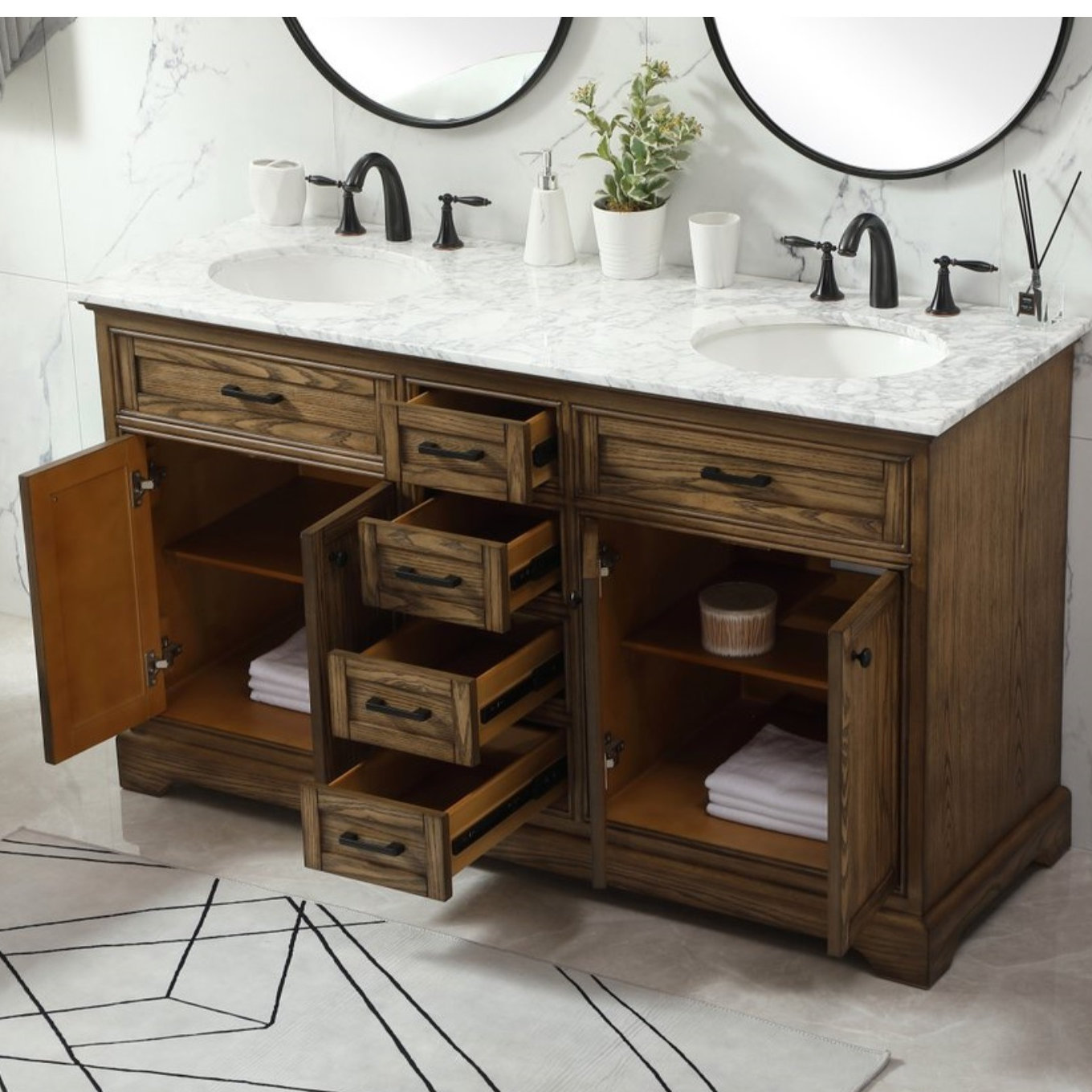 Hermes 60'' Double Bathroom Vanity, Driftwood