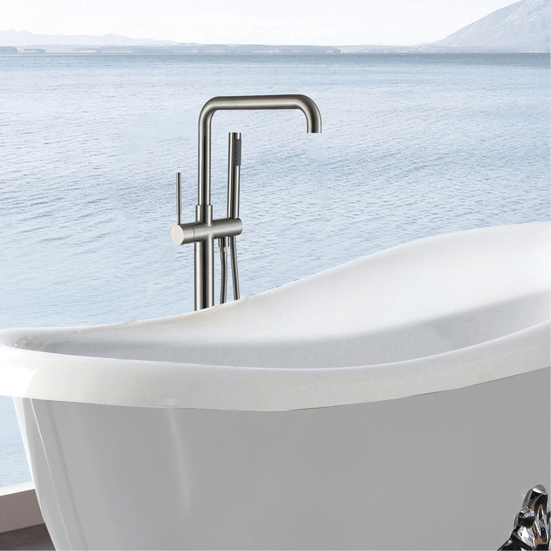 Robinet de baignoire autoportant au sol avec douche à main