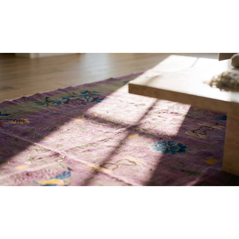 Tapis mauve antique en laine Art déco