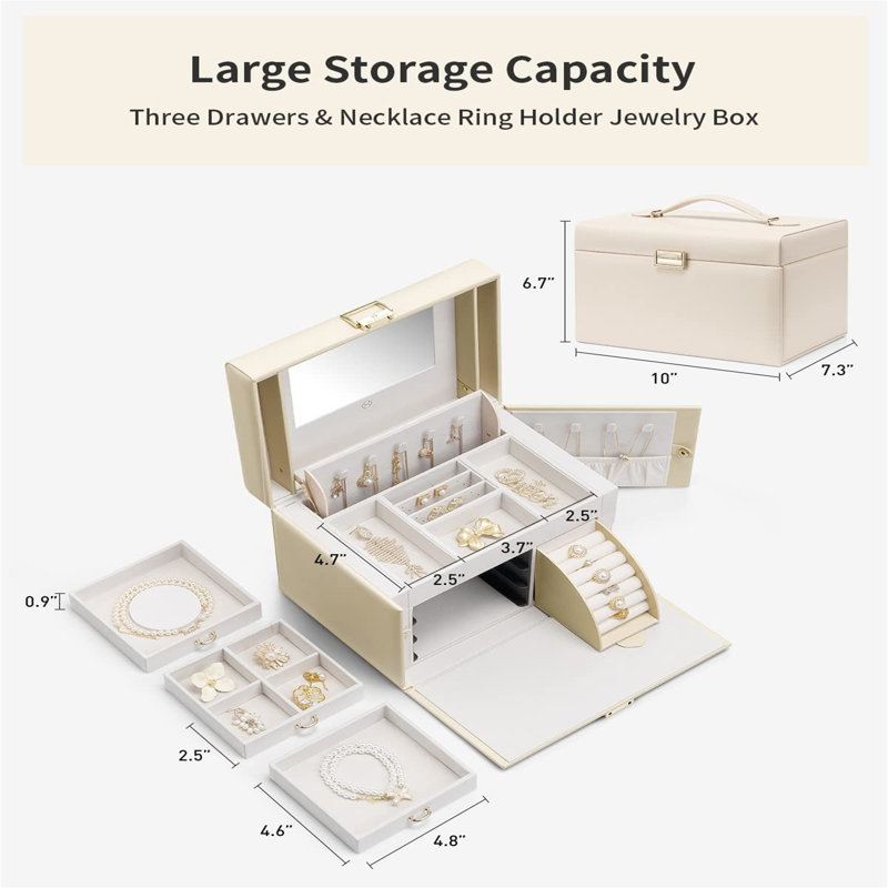 Saibah Jewellery Box +, White