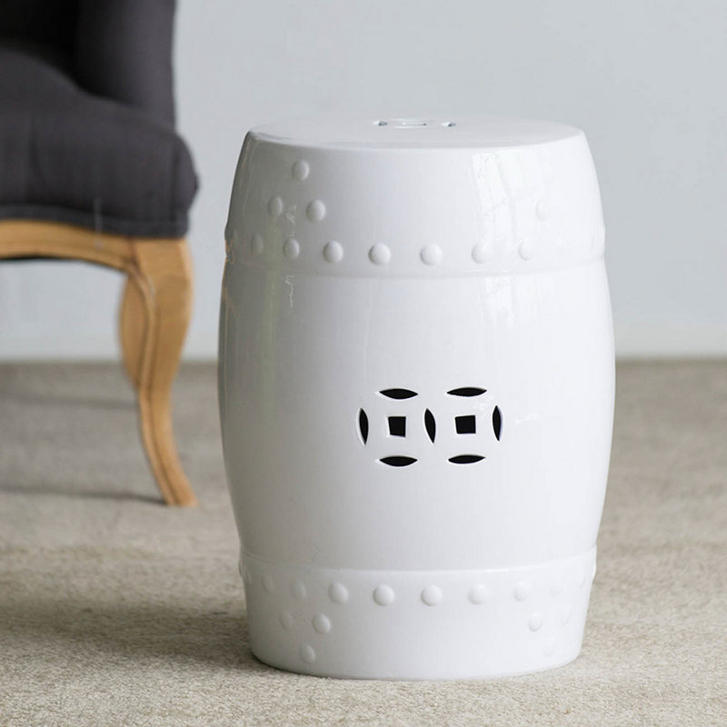 Tabouret tonneau en céramique D13x18, Blanc
