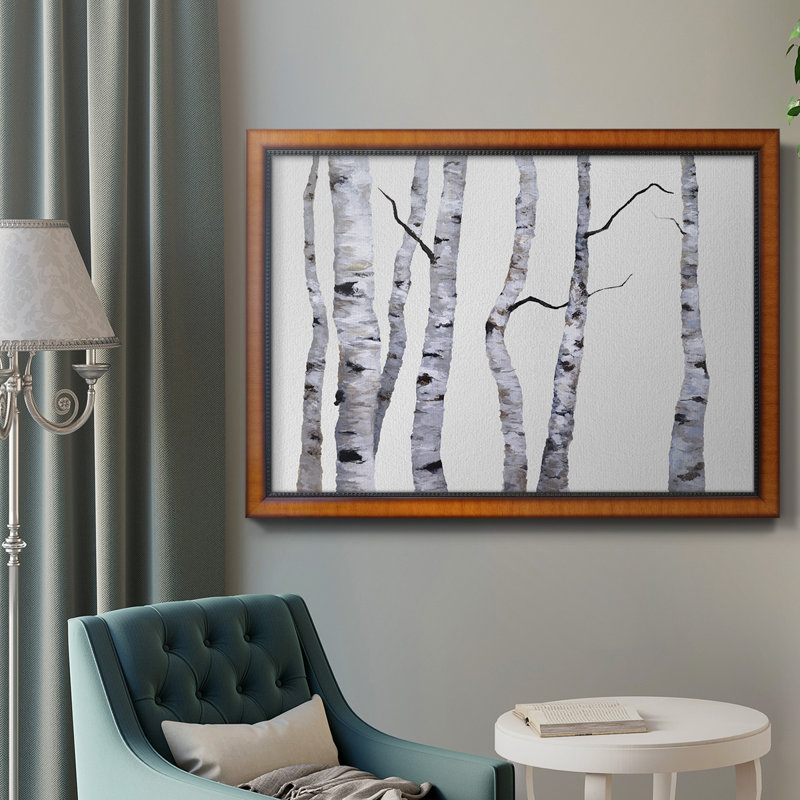 Birch Trees I - Toile encadrée de qualité supérieure - prête à être accrochée, H 24 po x l 36 po x P 1 po