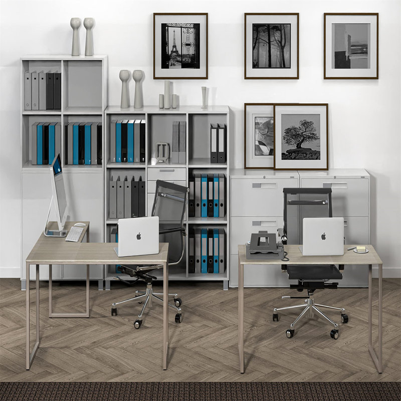 Bureau d'écriture en L Chaddie, H 27,99 po x l 47,99 po, Beige