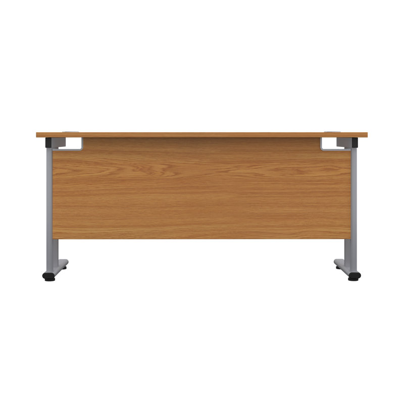 Metal Base Desk Shell, Oak - Silver, 73cm H x 160cm W x 80cm D